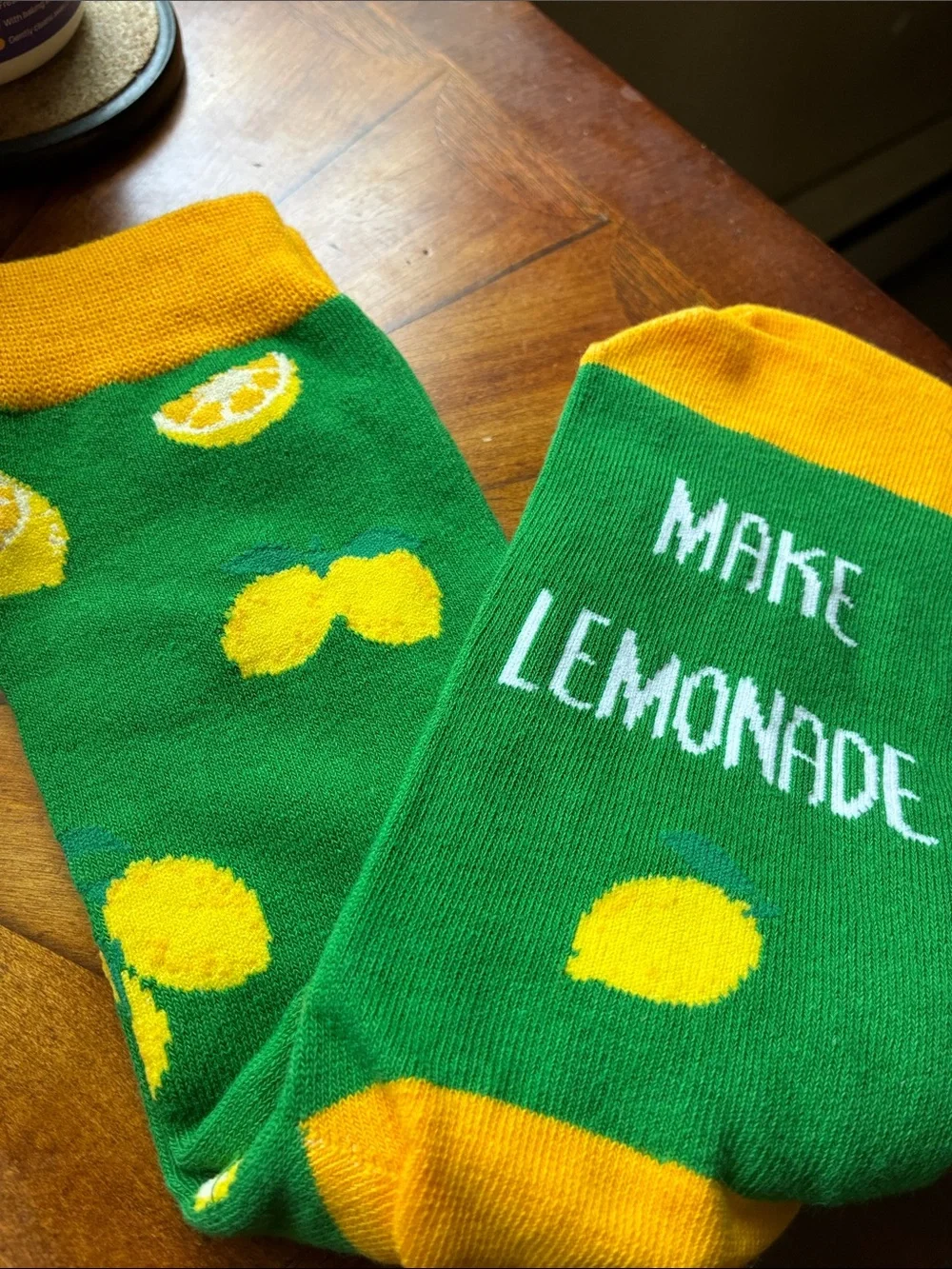 Make Lemonade BWOT Green & Yellow Novelty Socks